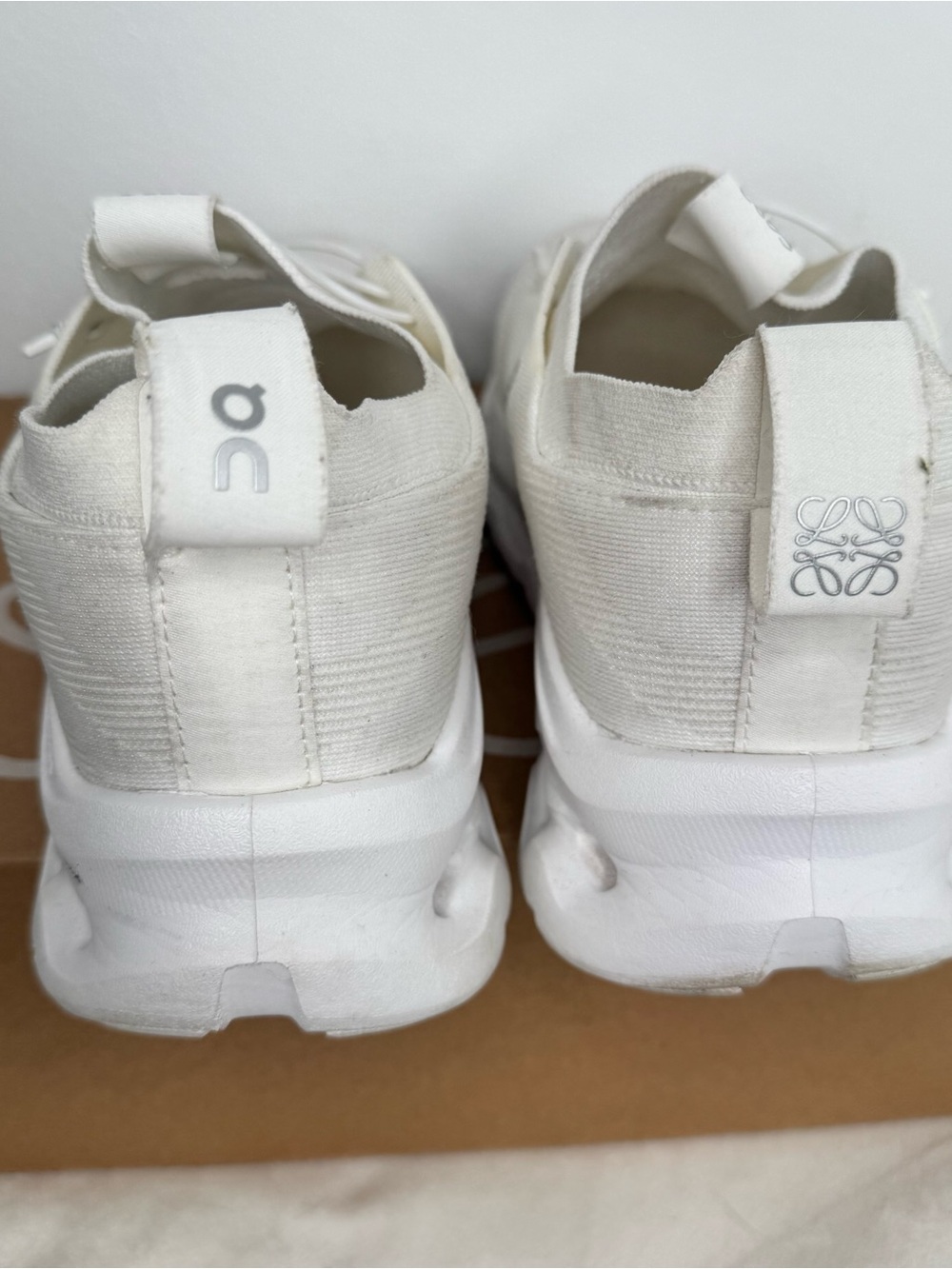 On x Loewe White Knit Runner Sneakers with Subtle Silver Anagram - Picture 6 of 10